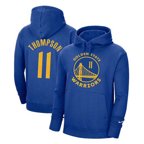 Golden State Warriors #11 Klay Thompson 2021 Blue Pullover Hoodie